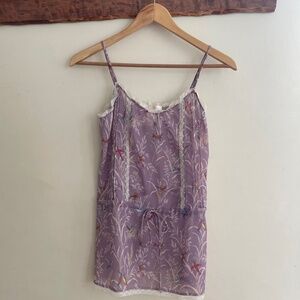 Coca La Rue | Sheer Bird Print Boho Sleep Tank&  Shorts Set M